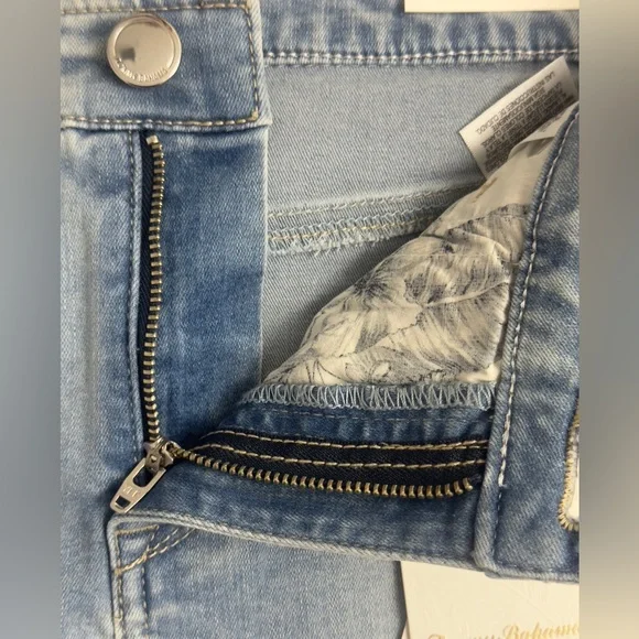 Tommy Bahama Boracay® Indigo Raw-Edge Midi Bleach Wash Denim Skirt Size 6. NWT - Picture 4 of 14